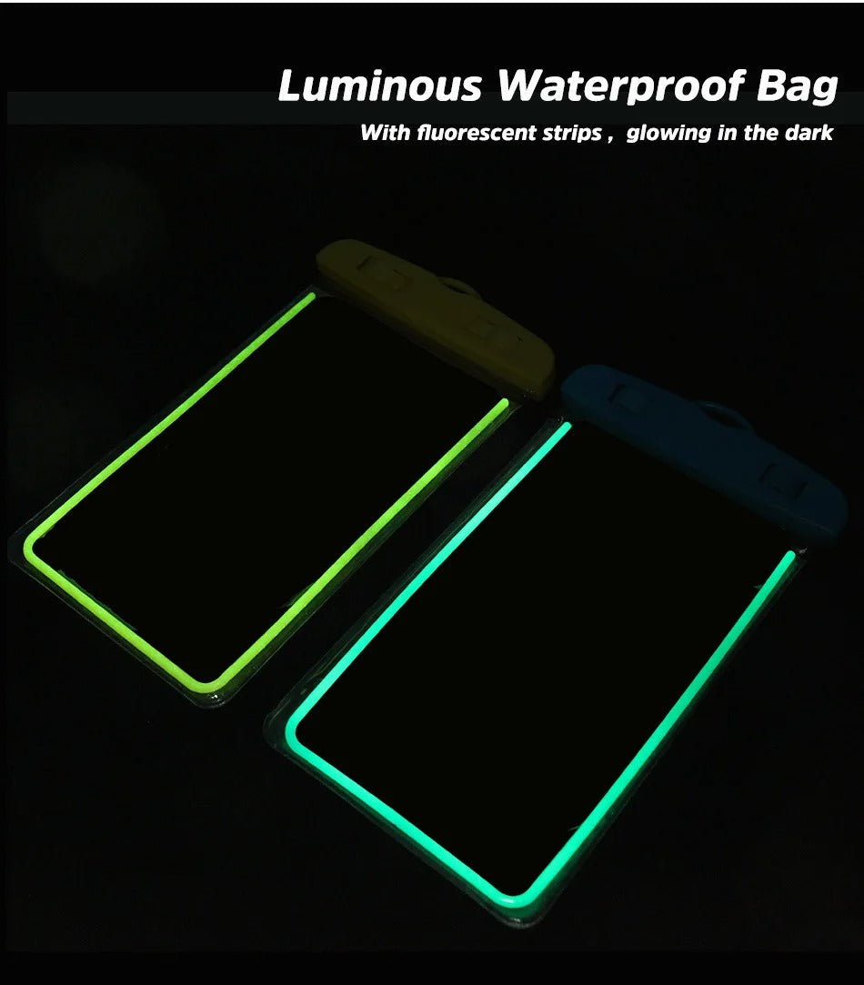 Bolsa impermeável para celular fluorescente de PVC com capa à prova d'água